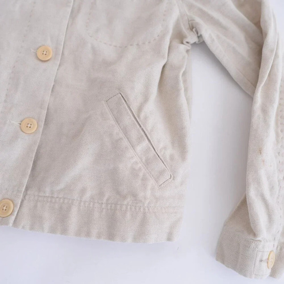 Vintage Ann Taylor Beige  40% Linen 60% Cotton Button Up Ligheightt Jacket XS - Picture 3 of 10